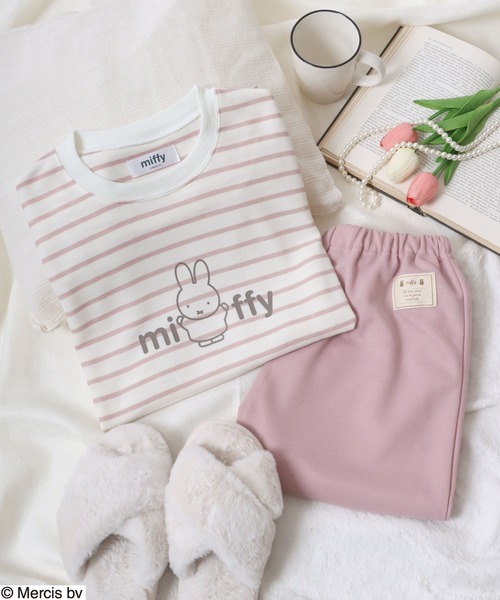 Miffy（ ミッフィー）の「miffy（ミッフィー）キャラクタープリント ボーダー柄スウェット＆イージーパンツセットアップ/ルームウェア/パジャマ レディース（ルームウェア/パジャマ・レディース・ブルー/ピンク・M/L）」の9枚目の写真