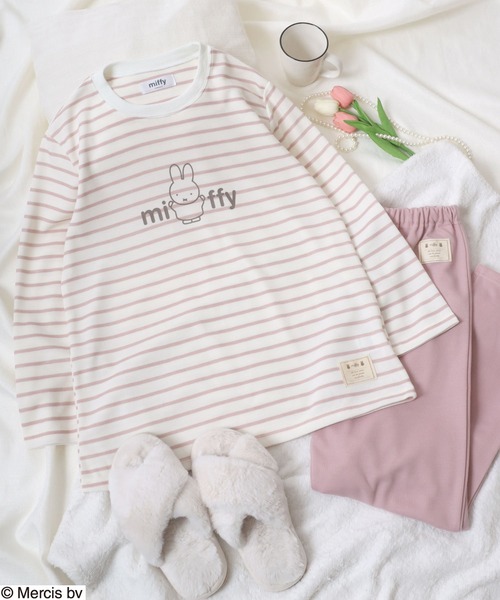Miffy（ ミッフィー）の「miffy（ミッフィー）キャラクタープリント ボーダー柄スウェット＆イージーパンツセットアップ/ルームウェア/パジャマ レディース（ルームウェア/パジャマ・レディース・ブルー/ピンク・M/L）」の10枚目の写真