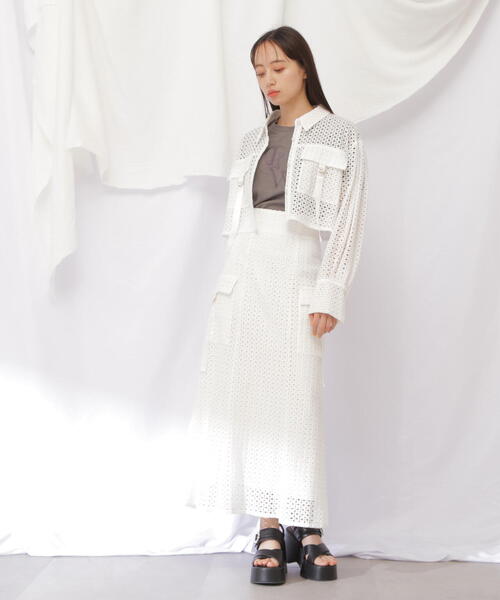 JILL by JILL STUART(ジルバイジルスチュアート)の「◇コットンレースクロップドシャツ(Tシャツ/カットソー・レディース・ホワイト/ブラック・SMALL/MEDIUM)」の20枚目の写真