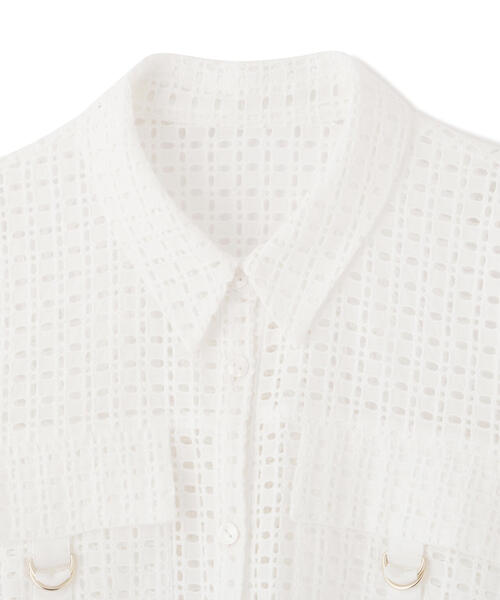 JILL by JILL STUART(ジルバイジルスチュアート)の「◇コットンレースクロップドシャツ(Tシャツ/カットソー・レディース・ホワイト/ブラック・SMALL/MEDIUM)」の22枚目の写真