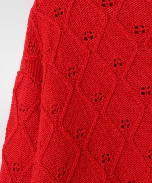 a.v.v（アーヴェヴェ）の「[160]アイレット編みカーディガン（カーディガン/ボレロ・キッズ・アイボリー/レッド・160）」の8枚目の写真