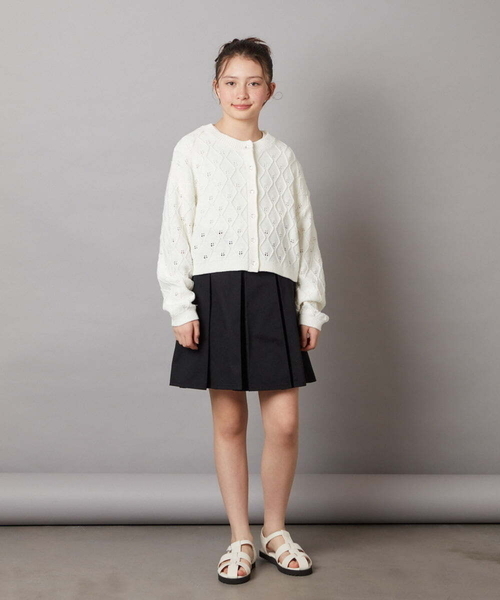 a.v.v（アーヴェヴェ）の「[160]アイレット編みカーディガン（カーディガン/ボレロ・キッズ・アイボリー/レッド・160）」の13枚目の写真