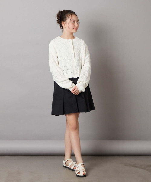 a.v.v（アーヴェヴェ）の「[160]アイレット編みカーディガン（カーディガン/ボレロ・キッズ・アイボリー/レッド・160）」の14枚目の写真