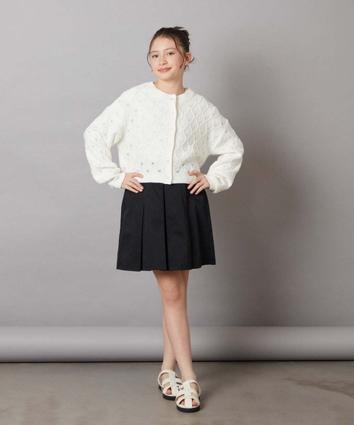 a.v.v（アーヴェヴェ）の「[160]アイレット編みカーディガン（カーディガン/ボレロ・キッズ・アイボリー/レッド・160）」の15枚目の写真