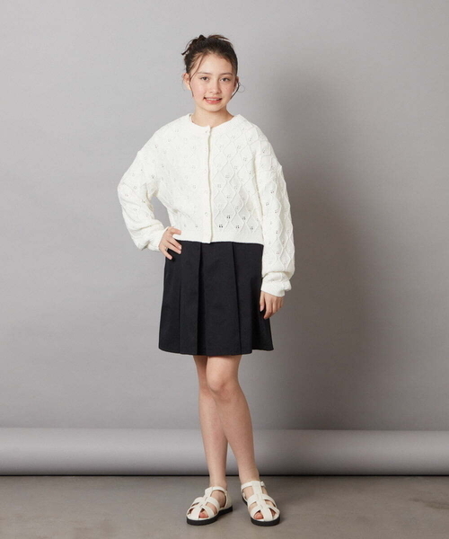 a.v.v（アーヴェヴェ）の「[160]アイレット編みカーディガン（カーディガン/ボレロ・キッズ・アイボリー/レッド・160）」の17枚目の写真