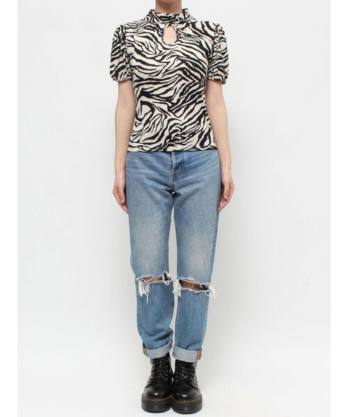 jouetie（ジュエティ）の「ハイネックボリュームスリーブトップス（Tシャツ/カットソー・レディース・オフホワイト/ブラック/ピンク・MEDIUM）」の14枚目の写真