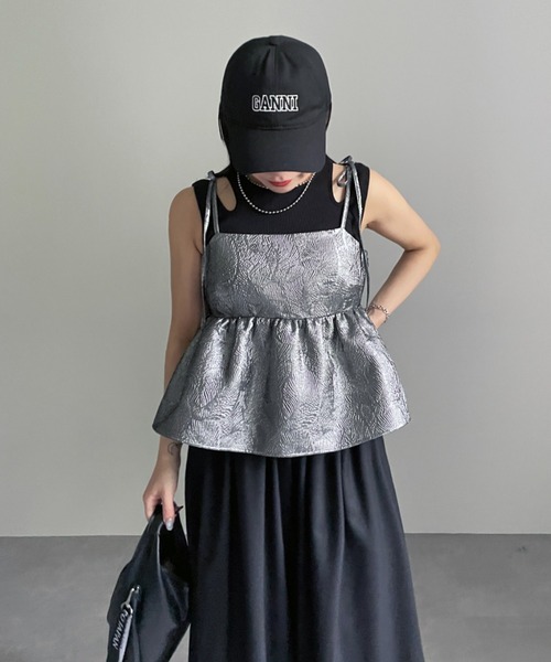 mecre メクル キャミソール ジャガード シルバー