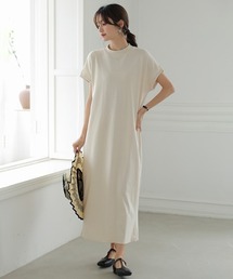 バックスリット入り Tシャツワンピース コットン100%
