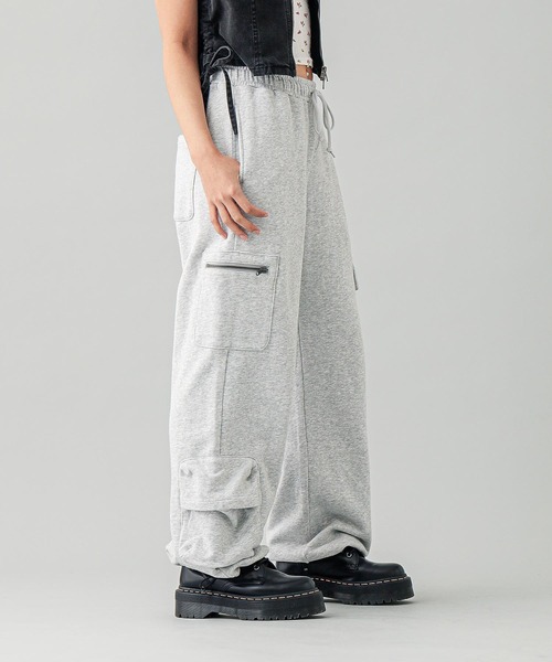 X-girl（エックスガール）の「MULTI POCKET SWEAT PANTS（スウェットパンツ・レディース・アッシュ/ブラック・S/M）」の4枚目の写真