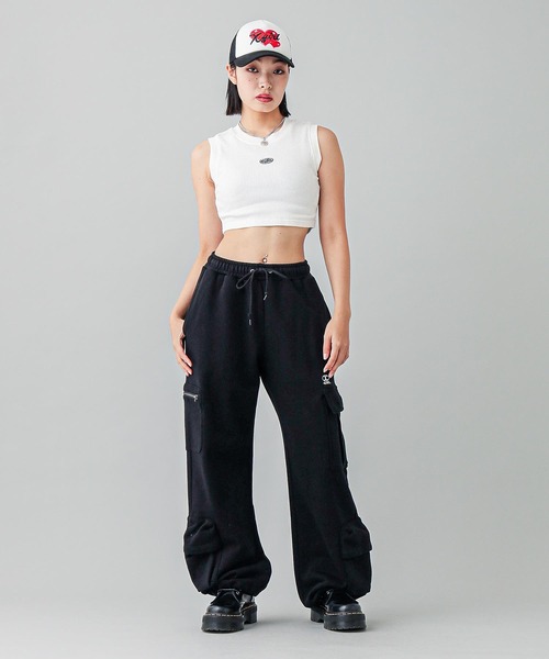 X-girl（エックスガール）の「MULTI POCKET SWEAT PANTS（スウェットパンツ・レディース・アッシュ/ブラック・S/M）」の10枚目の写真