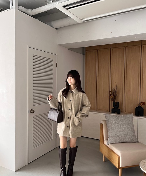 RiLi（リリ）の「カットメルトンミドルコート【RL】（その他アウター・レディース・ベージュ/ブラウン・FREE）」の6枚目の写真