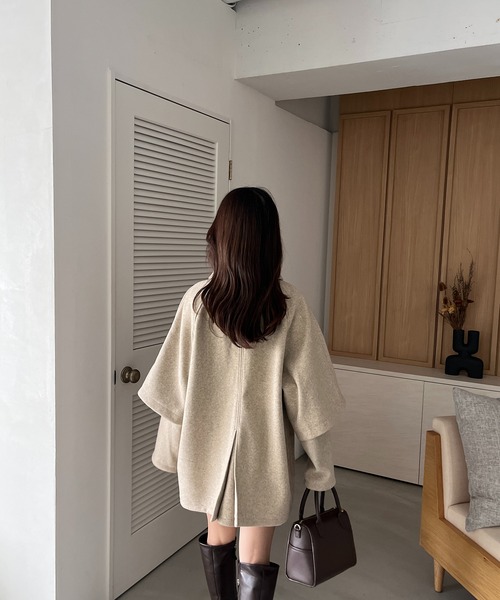 RiLi（リリ）の「カットメルトンミドルコート【RL】（その他アウター・レディース・ベージュ/ブラウン・FREE）」の5枚目の写真