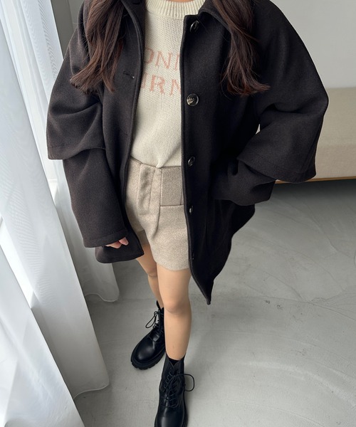 RiLi（リリ）の「カットメルトンミドルコート【RL】（その他アウター・レディース・ベージュ/ブラウン・FREE）」の12枚目の写真