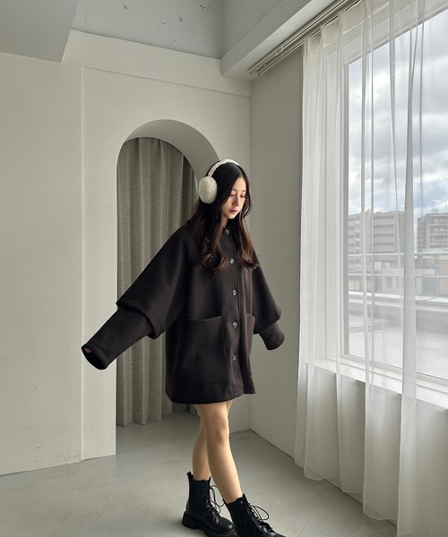 RiLi（リリ）の「カットメルトンミドルコート【RL】（その他アウター・レディース・ベージュ/ブラウン・FREE）」の13枚目の写真