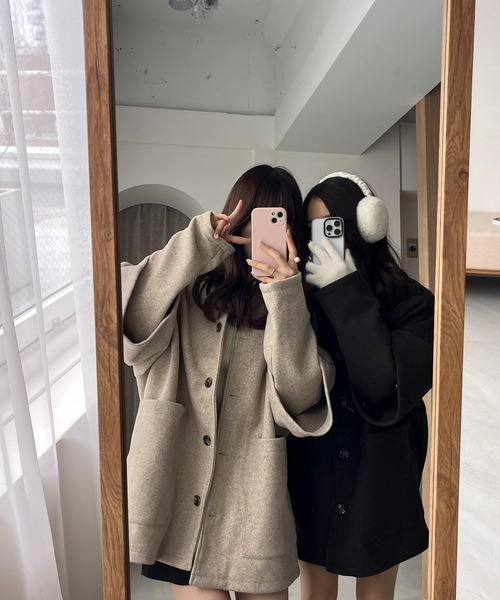 RiLi（リリ）の「カットメルトンミドルコート【RL】（その他アウター・レディース・ベージュ/ブラウン・FREE）」の16枚目の写真