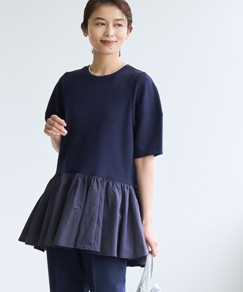 coen(コーエン)の「【RONEL】クリアポンチ異素材ドッキングペプラムカットソー(Tシャツ/カットソー・レディース・ネイビー/ベージュ/ホワイト/ブラック・M/S)」の12枚目の写真