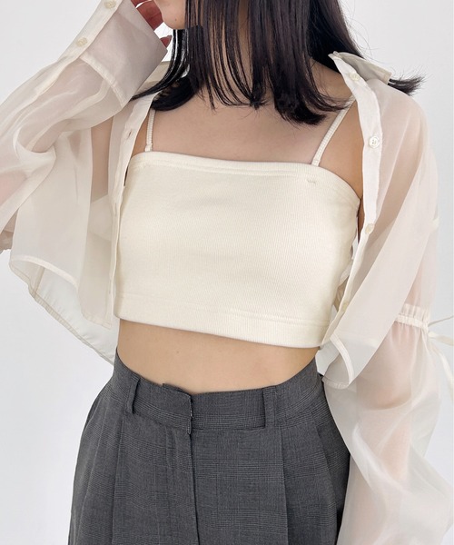 Heather（ヘザー）の「ショートカップ付きリブキャミ　113120（キャミソール・レディース・オフホワイト/ブラック・S/M）」の11枚目の写真