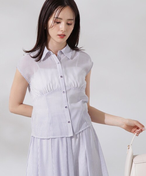 PROPORTION BODY DRESSING（プロポーションボディドレッシング）の「シアーストライプブラウス / 1214110418（シャツ/ブラウス・レディース・ブラウン/ブルー系その他・SMALL/MEDIUM）」の4枚目の写真
