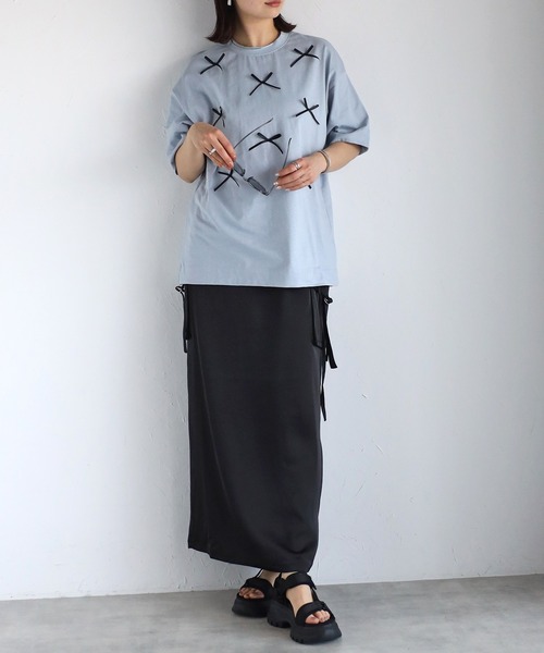 r.(アールドット)の「リボン付きTシャツ(Tシャツ/カットソー・レディース・ブラック/ライトブルー/ホワイト/チャコールグレー・FREE)」の20枚目の写真