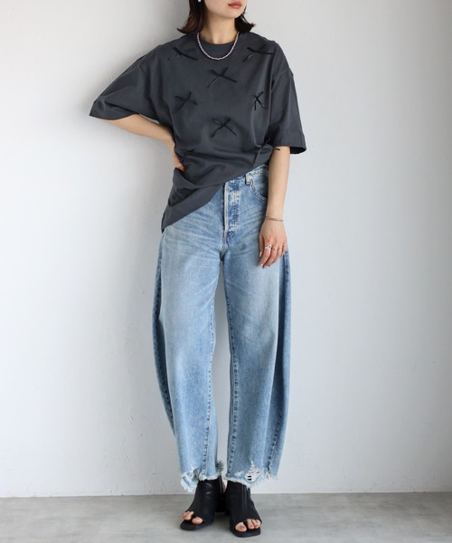 r.(アールドット)の「リボン付きTシャツ(Tシャツ/カットソー・レディース・ブラック/ライトブルー/ホワイト/チャコールグレー・FREE)」の8枚目の写真
