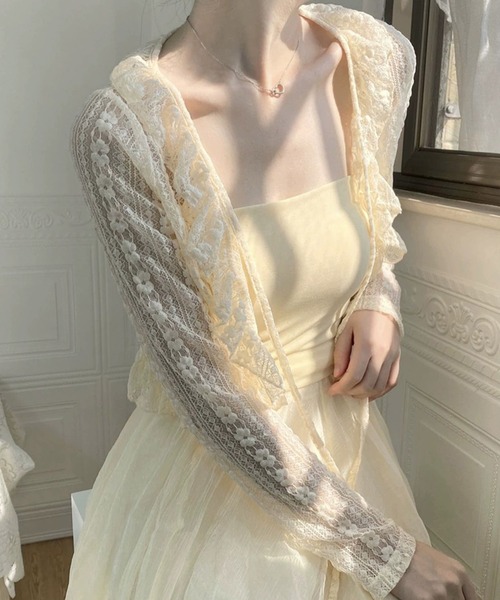 shopnikoniko(ショップニコニコ)の「ショート丈 レース フリルカーディガン(カーディガン/ボレロ・レディース・ホワイト・フリー)」の10枚目の写真