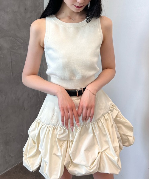 EIMY ISTOIRE(エイミーイストワール)の「クロップタンクトップ(タンクトップ・レディース・ホワイト/ブラック×ホワイト/ベージュ/ブラック・FREE)」の11枚目の写真