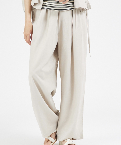 abahouse mavie（アバハウスマヴィ）の「【セットアップ対応】レーヨンリネンワイドパンツ（その他パンツ・レディース・ベージュ/レッド/カーキ/ブラック・36/38）」の2枚目の写真