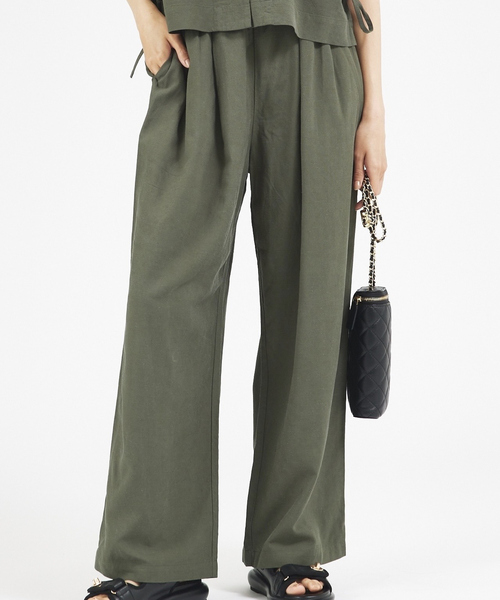 abahouse mavie（アバハウスマヴィ）の「【セットアップ対応】レーヨンリネンワイドパンツ（その他パンツ・レディース・ベージュ/レッド/カーキ/ブラック・36/38）」の3枚目の写真