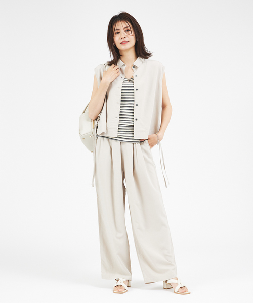 abahouse mavie（アバハウスマヴィ）の「【セットアップ対応】レーヨンリネンワイドパンツ（その他パンツ・レディース・ベージュ/レッド/カーキ/ブラック・36/38）」の5枚目の写真