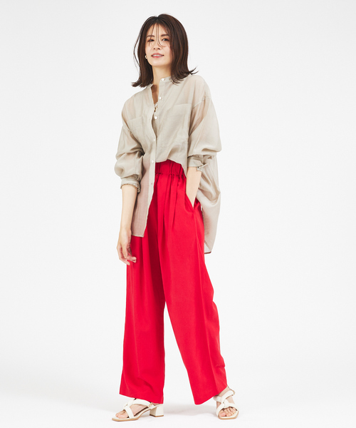 abahouse mavie（アバハウスマヴィ）の「【セットアップ対応】レーヨンリネンワイドパンツ（その他パンツ・レディース・ベージュ/レッド/カーキ/ブラック・36/38）」の12枚目の写真