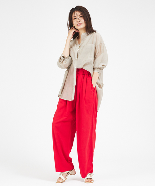 abahouse mavie（アバハウスマヴィ）の「【セットアップ対応】レーヨンリネンワイドパンツ（その他パンツ・レディース・ベージュ/レッド/カーキ/ブラック・36/38）」の13枚目の写真