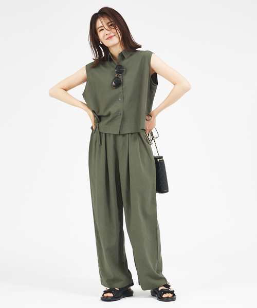 abahouse mavie（アバハウスマヴィ）の「【セットアップ対応】レーヨンリネンワイドパンツ（その他パンツ・レディース・ベージュ/レッド/カーキ/ブラック・36/38）」の17枚目の写真