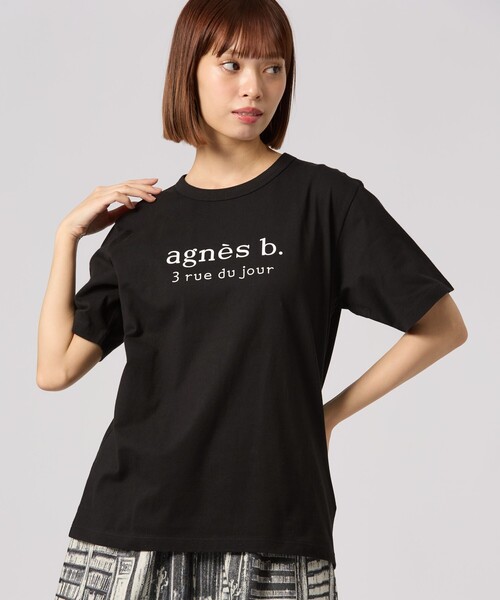 agnes b.(アニエスベー)の「【Outlet】【ユニセックス】SEQ9 “3 rue du jour”ロゴTシャツ(Tシャツ/カットソー・レディース・ブラック・MEDIUM/X-LARGE/SMALL/LARGE)」の6枚目の写真