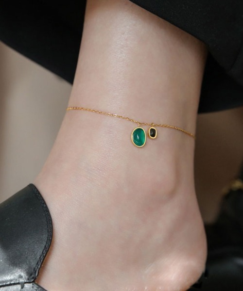 Coo+i（クーイ）の「瑪瑙ステンレスチェーンアンクレット（アンクレット・レディース・ゴールド・FREE）」の2枚目の写真