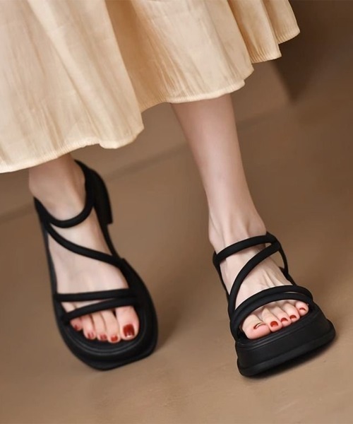 Miniministore(ミニミニストア)の「厚底 ストラップサンダル 韓国風 美脚(サンダル・レディース・ブラック/アイボリー・25.0cm/24.5cm/24.0cm/23.5cm/23.0cm/22.5cm)」の20枚目の写真