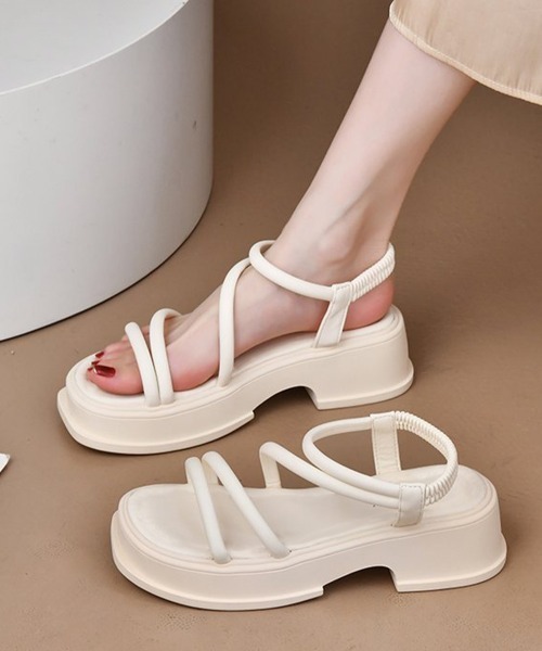 Miniministore(ミニミニストア)の「厚底 ストラップサンダル 韓国風 美脚(サンダル・レディース・ブラック/アイボリー・25.0cm/24.5cm/24.0cm/23.5cm/23.0cm/22.5cm)」の13枚目の写真