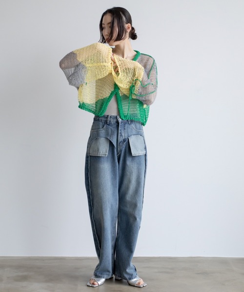 VACANCY(ヴァカンシー)の「透かし編みウェーブリボンカーディガン(カーディガン/ボレロ・レディース・グリーン/ブラック/ブルー・FREE)」の13枚目の写真