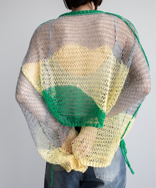 VACANCY(ヴァカンシー)の「透かし編みウェーブリボンカーディガン(カーディガン/ボレロ・レディース・グリーン/ブラック/ブルー・FREE)」の14枚目の写真