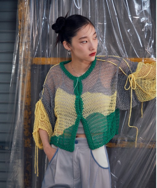 VACANCY（ヴァカンシー）の「透かし編みウェーブリボンカーディガン