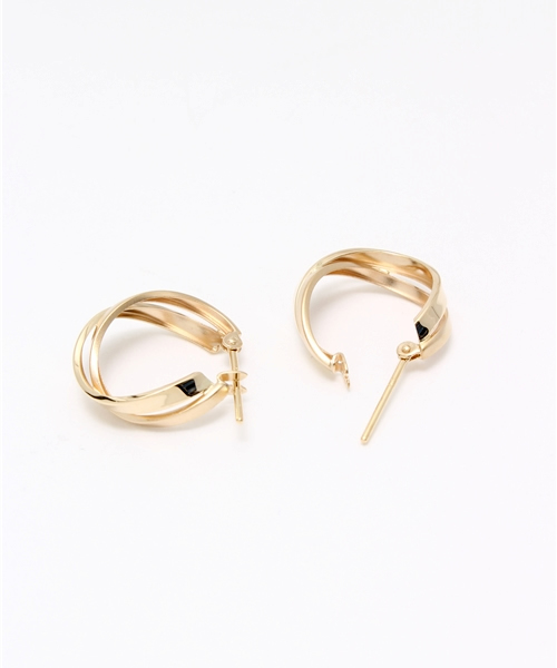 TAKE-UP(テイクアップ)の「ヒネリツインフープ( YG)(ピアス(両耳用)・レディース・イエローゴールド・FREE)」の3枚目の写真