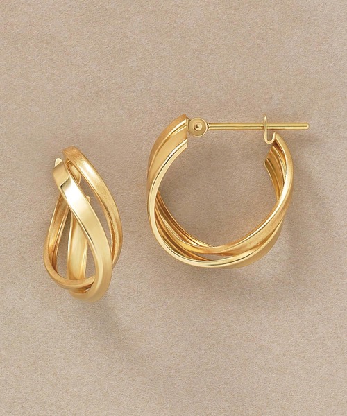 TAKE-UP ヒネリツインフープ イエローゴールド TAKE-UP（テイクアップ）の「ヒネリツインフープ( YG)（ピアス（両耳