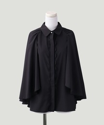 【新品タグ付き】HUIT bouquetフリルスタンドカラー ブラックチュニック 新品タグ付き】HUIT bouquetフリルスタンドカラー ブラック