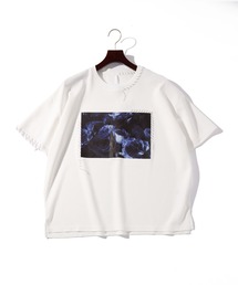 ダンボールニット ハンドステッチ ルーズフィット プリントTシャツ
