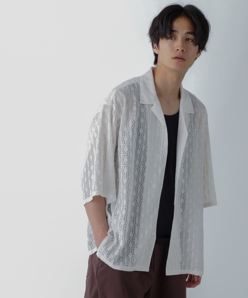 NANO universe(ナノユニバース)の「WEB限定/ワイドレースシャツ 半袖(シャツ/ブラウス・メンズ・ホワイト/ブラック/ライトブラウン・M/L)」の13枚目の写真