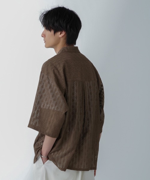 NANO universe（ナノユニバース）の「WEB限定/ワイドレースシャツ 半袖