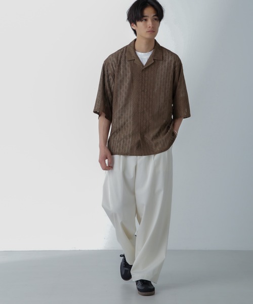 セール】WEB限定/ワイドレースシャツ 半袖（シャツ/ブラウス
