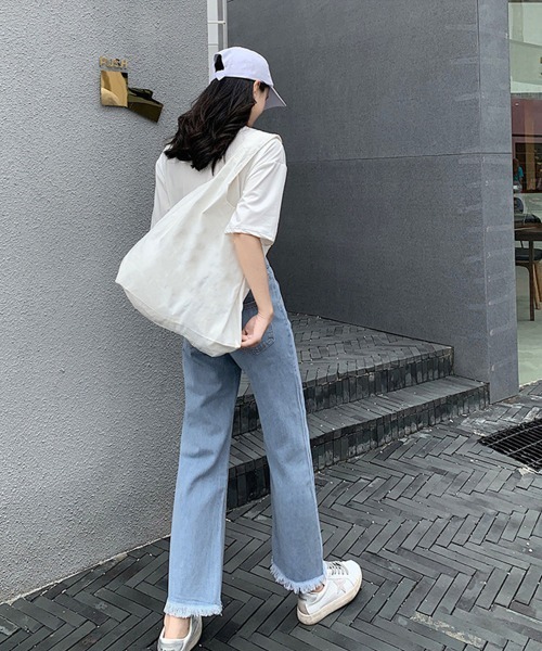Miniministore(ミニミニストア)の「裾フリンジ9分丈デニムパンツハイウエスト(デニムパンツ・レディース・サックスブルー/インディゴブルー・L/S/XL/M)」の21枚目の写真