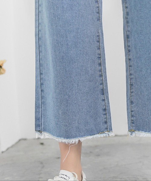 Miniministore(ミニミニストア)の「裾フリンジ9分丈デニムパンツハイウエスト(デニムパンツ・レディース・サックスブルー/インディゴブルー・L/S/XL/M)」の15枚目の写真