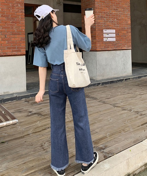 Miniministore(ミニミニストア)の「裾フリンジ9分丈デニムパンツハイウエスト(デニムパンツ・レディース・サックスブルー/インディゴブルー・L/S/XL/M)」の17枚目の写真