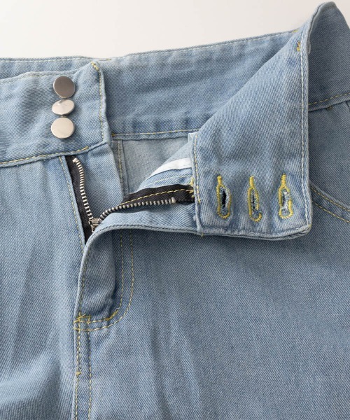 Miniministore(ミニミニストア)の「裾フリンジ9分丈デニムパンツハイウエスト(デニムパンツ・レディース・サックスブルー/インディゴブルー・L/S/XL/M)」の5枚目の写真